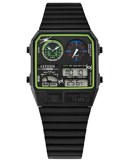 Trench Run Black Dial Stainless Steel Bracelet JG2109-50W | CITIZEN Trench Run Black Dial Stainless Steel Bracelet JG2109-50W | CITIZEN